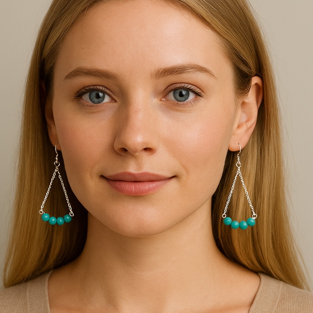 Turquoise Bead Boho Handmade Drop Earrings